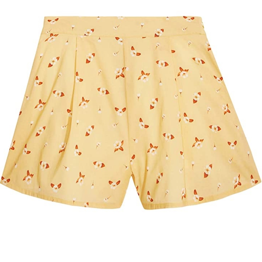 WeWoreWhat We Wore What Etoile Shorts High Waist Flowers Impala Yellow White L - Picture 2 of 16